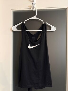 Nike Black Women's Racerback Tank with White Swoosh